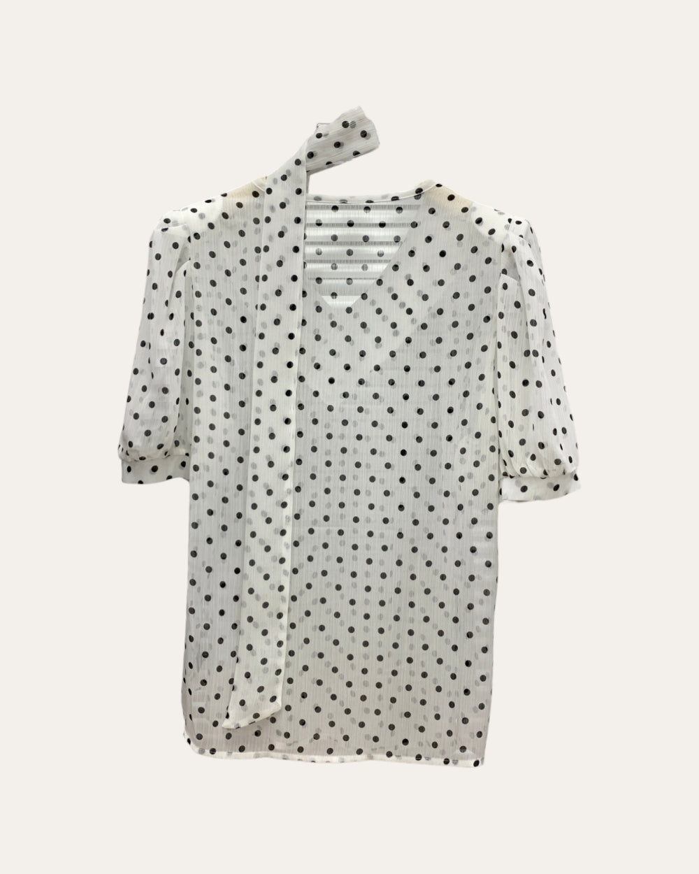 Sheer Polka Dot Button Blouse - Zilvina