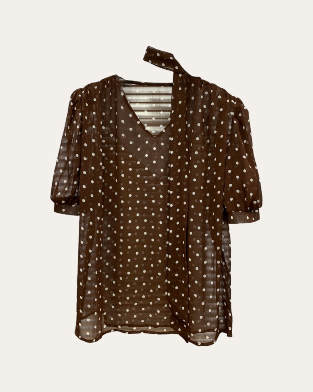 Sheer Polka Dot Button Blouse - Zilvina