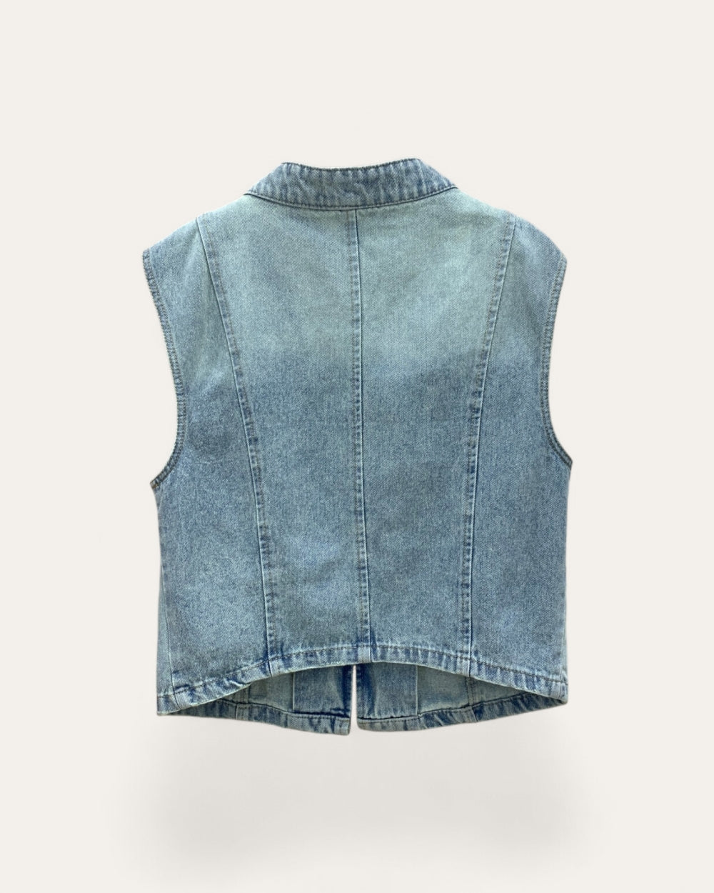 Sleeveless Military Denim Vest - Zilvina