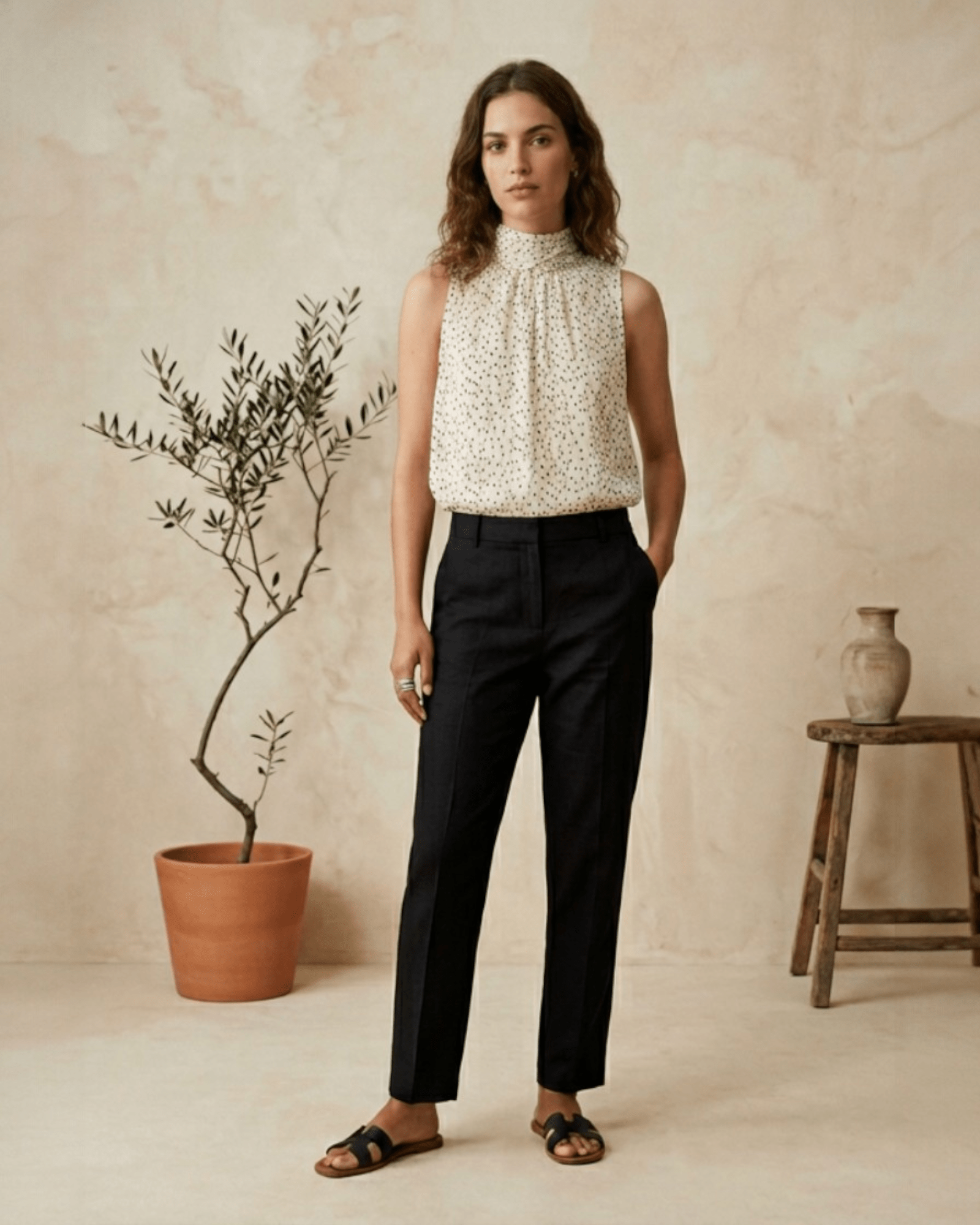 Sleeveless Polka Dot Blouse - Zilvina
