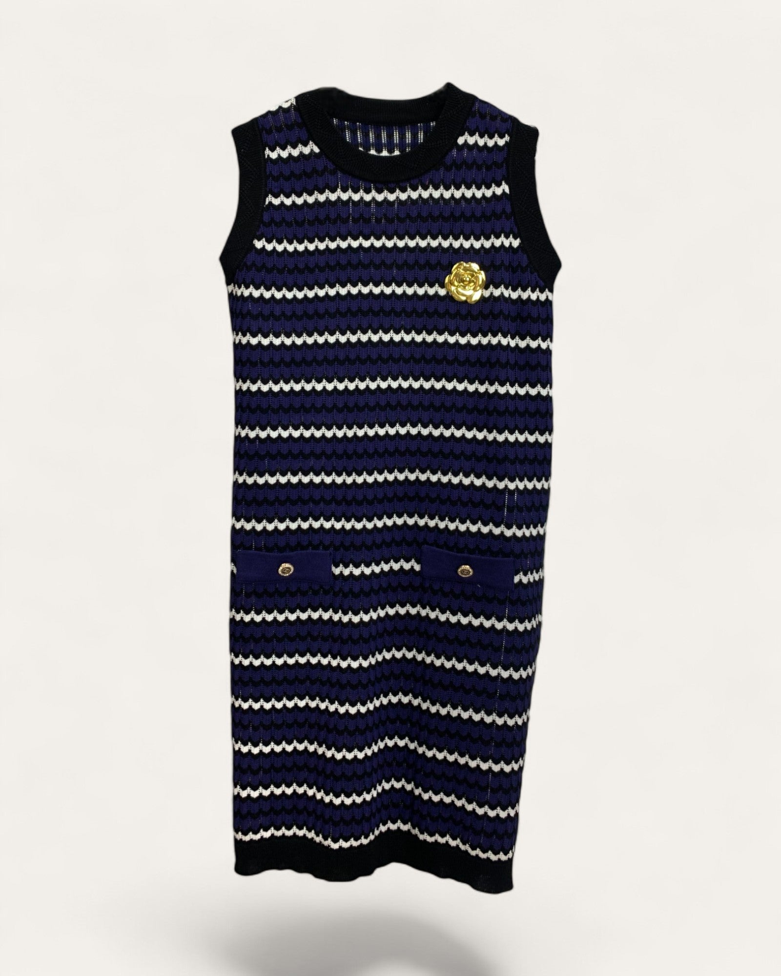 Sleeveless Striped Knit Dress - Zilvina