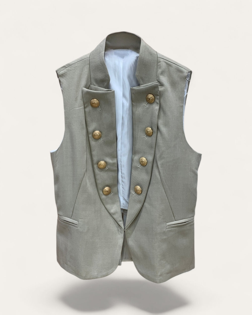 Sleeveless Structured Button Vest - Zilvina