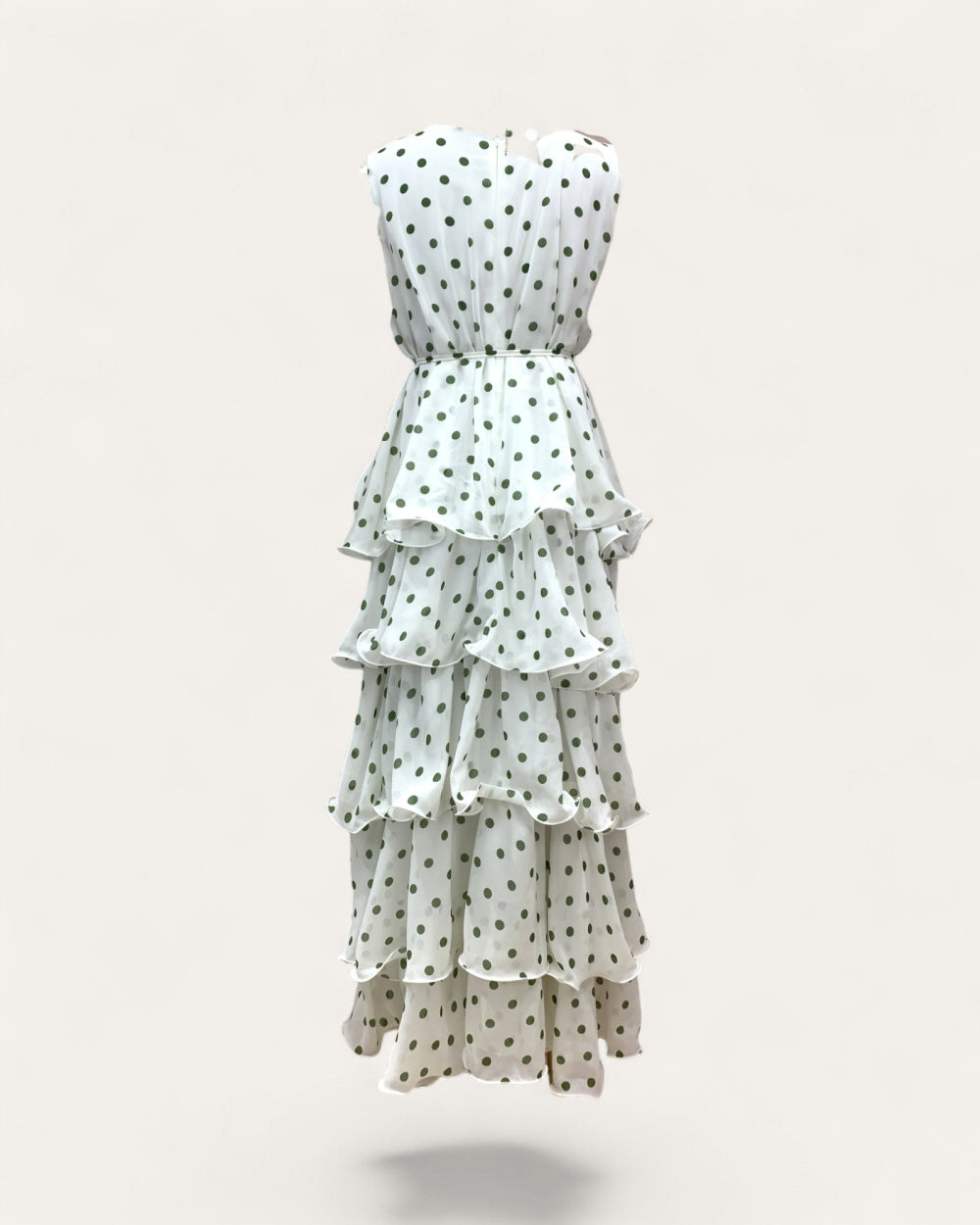 Sleeveless Tiered Polka Dot Maxi Dress - Zilvina