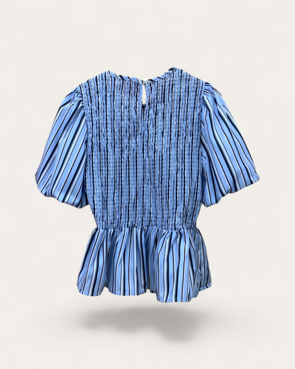 Smocked Stripe Puff Sleeve Blouse - Zilvina