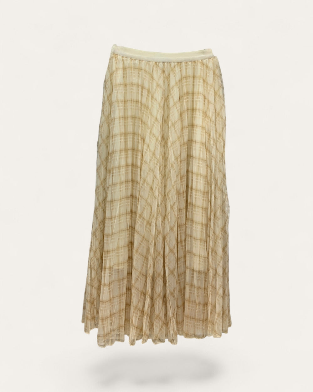 Soft Plaid Pleated Midi Skirt - Zilvina