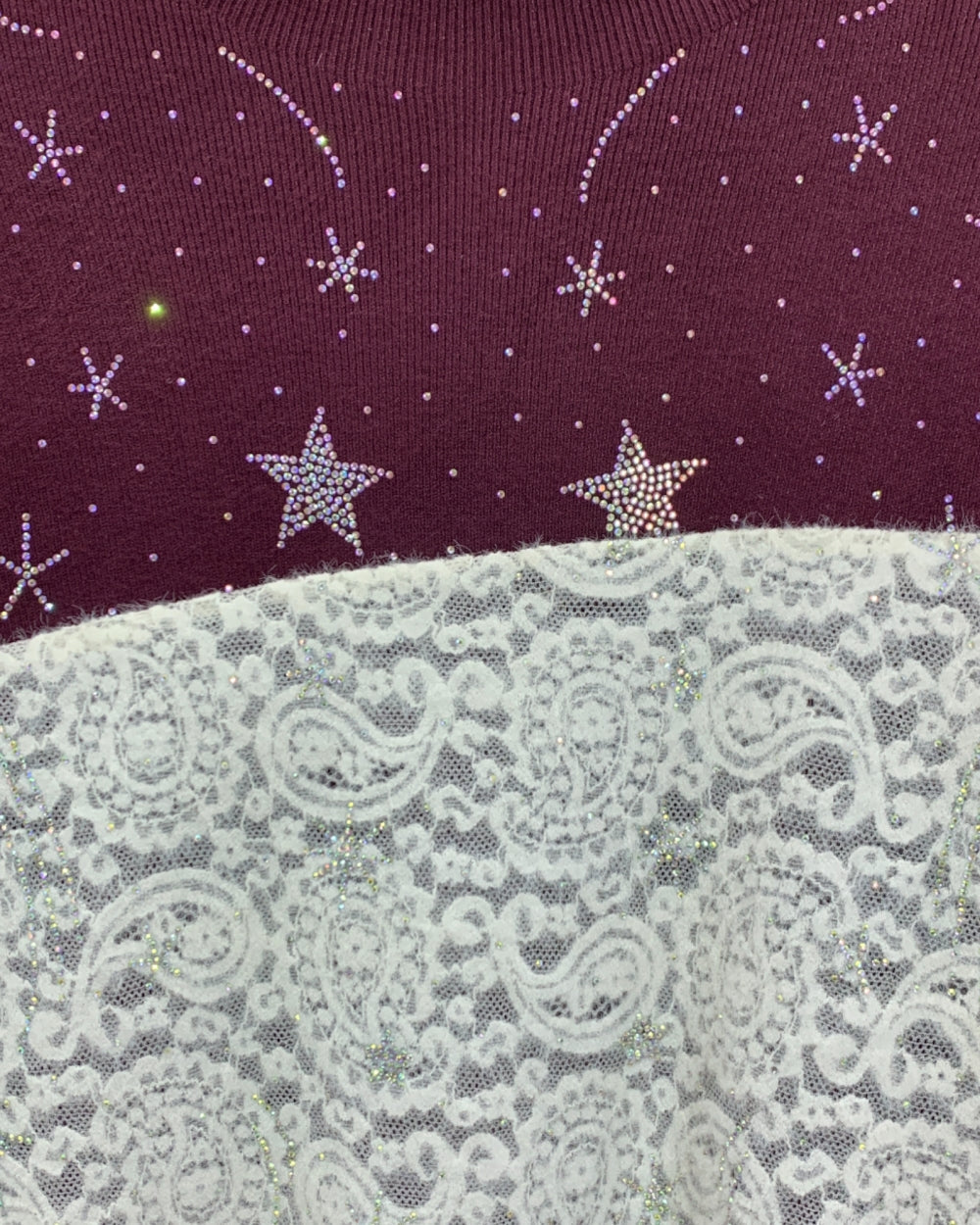 Star & Lace Patchwork Knit Top - Zilvina