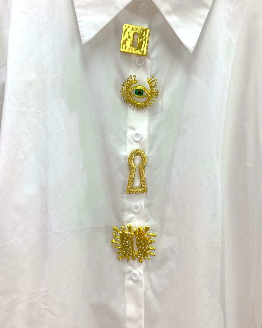 Statement Button Shirt with Embellishments - Zilvina