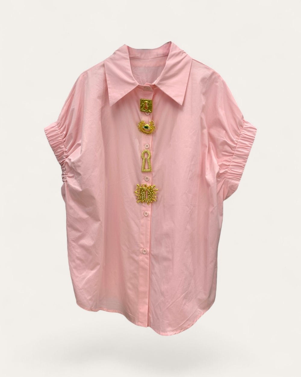 Statement Button Shirt with Embellishments - Zilvina