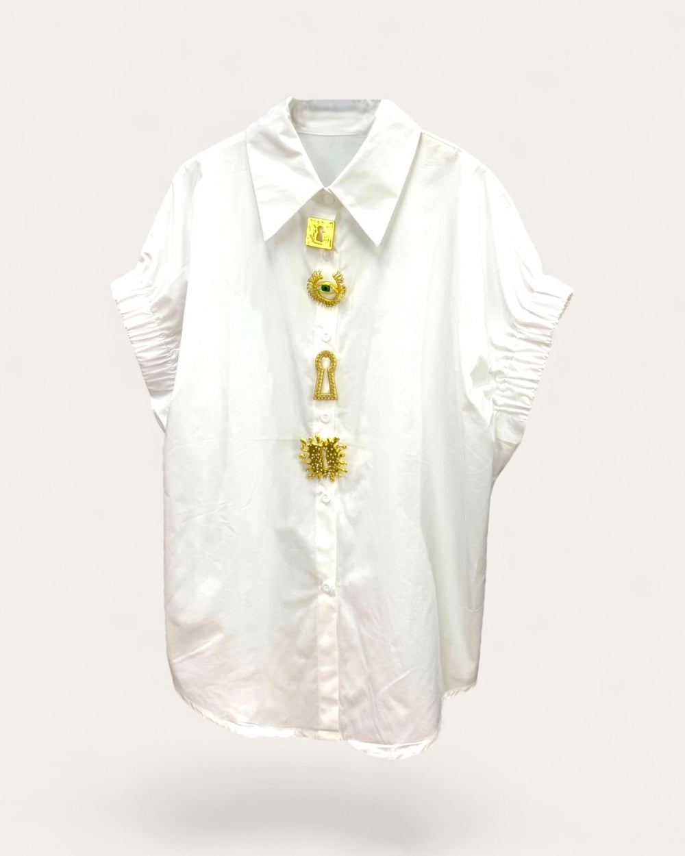 Statement Button Shirt with Embellishments - Zilvina