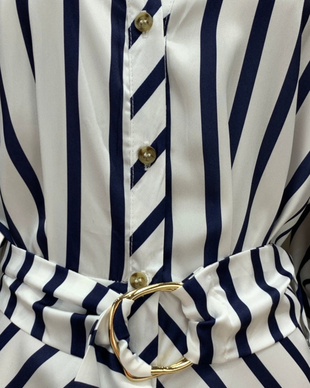 Stripe Belted Shirt Dress - Zilvina