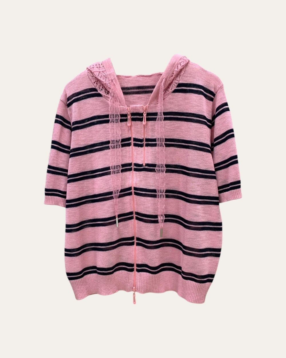 Stripe Hooded Knit Cardigan - Zilvina