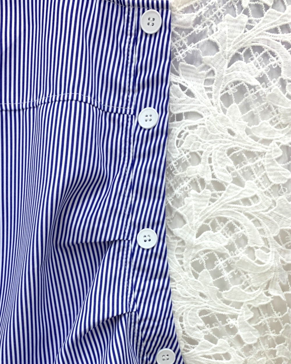 Stripe & Lace Ruffle Blouse - Zilvina