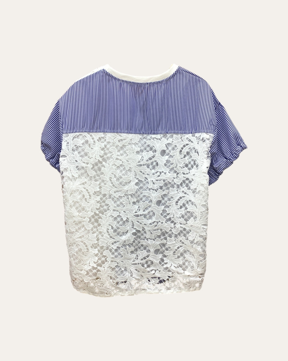 Stripe & Lace Ruffle Blouse - Zilvina