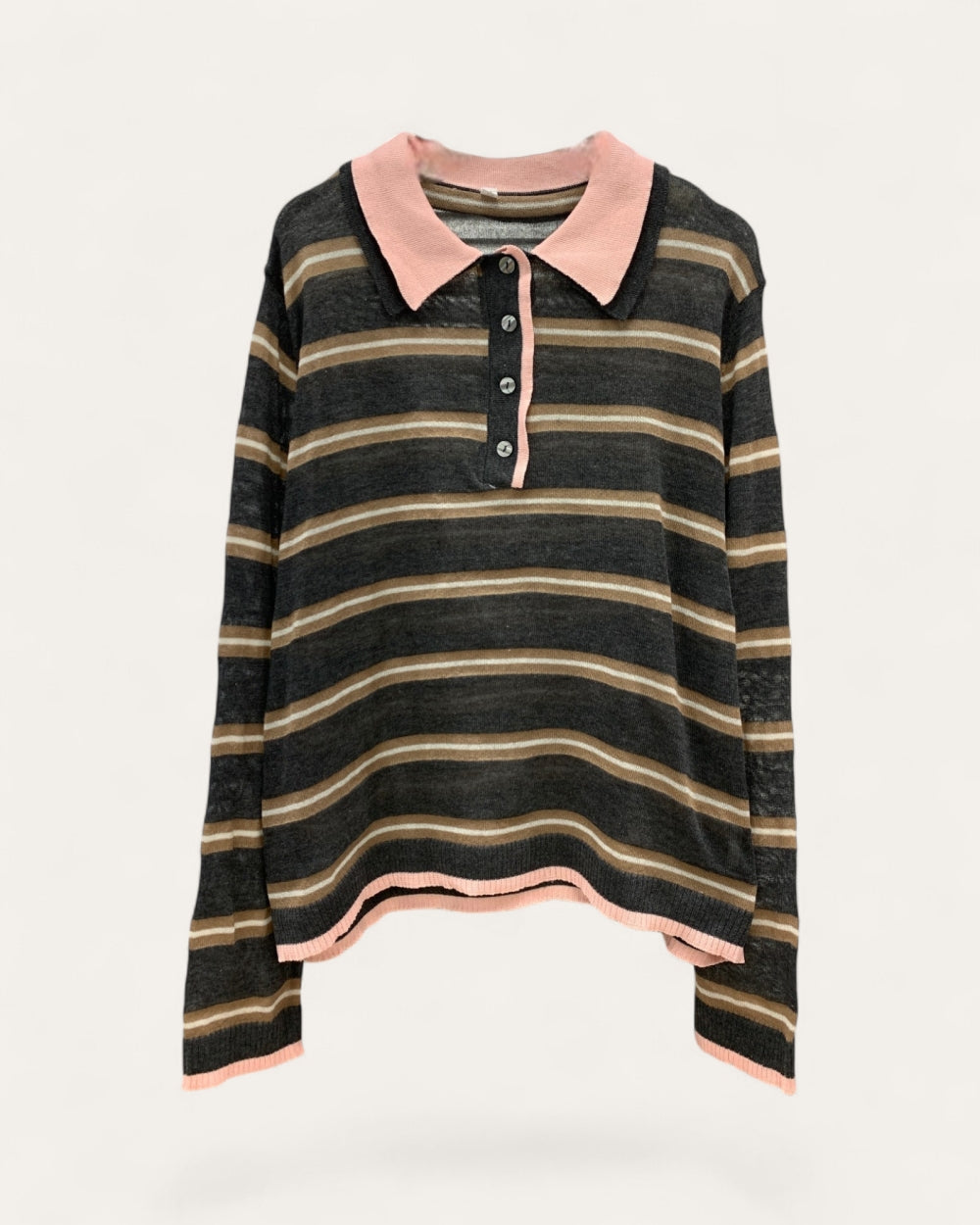 Striped Knit Polo Top - Zilvina