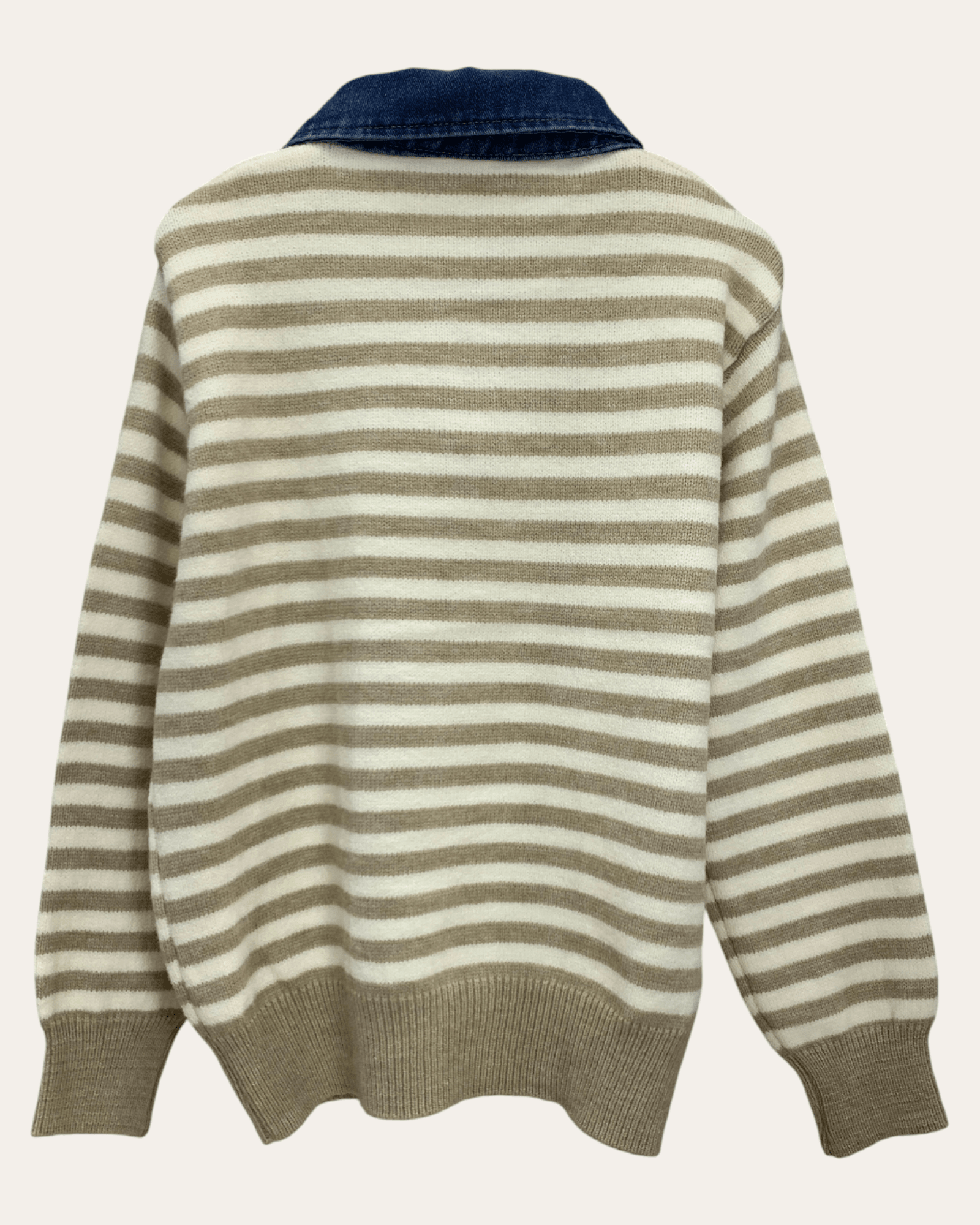 Striped Knit with Denim Collar - Zilvina