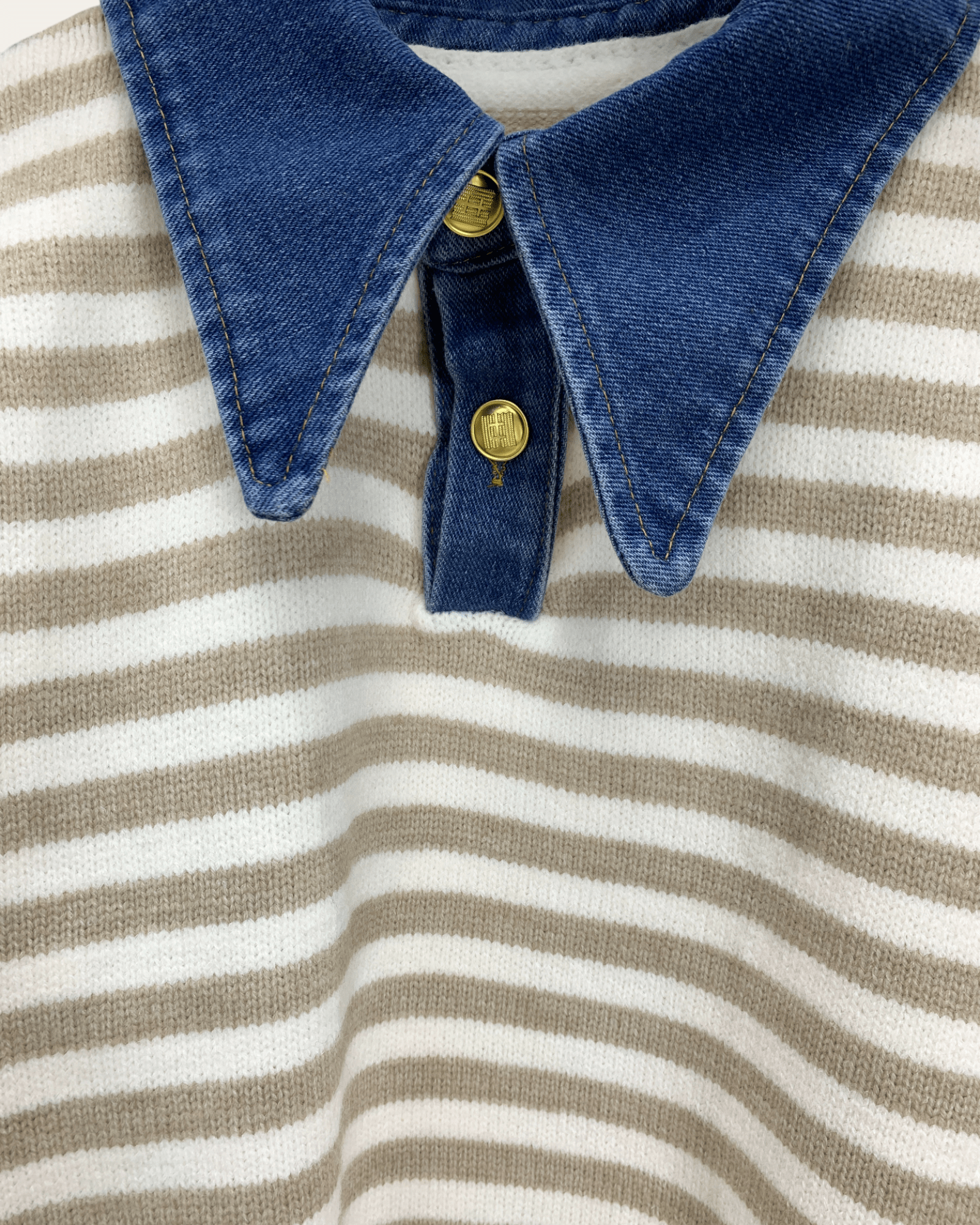 Striped Knit with Denim Collar - Zilvina