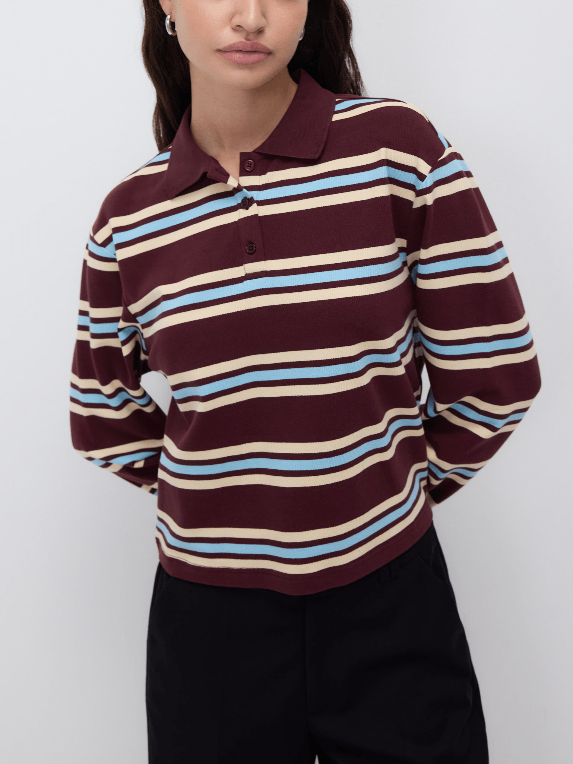 Striped Long Sleeve Top with Bubble Shorts Set - Zilvina