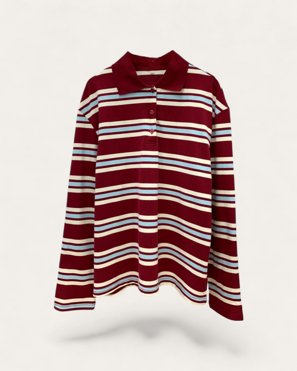Striped Polo Long Sleeve Top - Zilvina