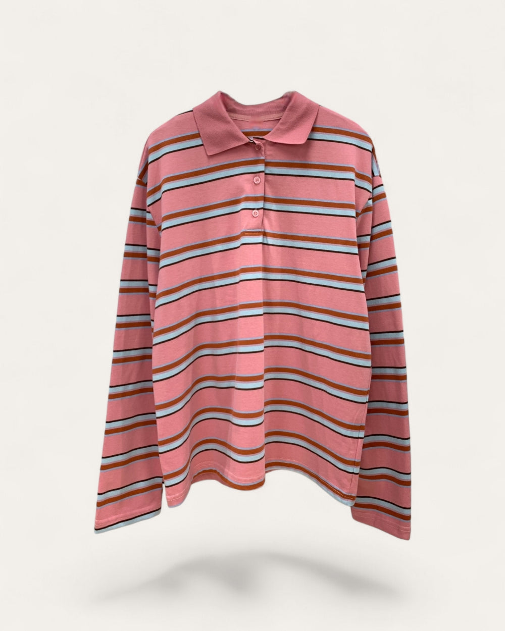 Striped Polo Long Sleeve Top - Zilvina