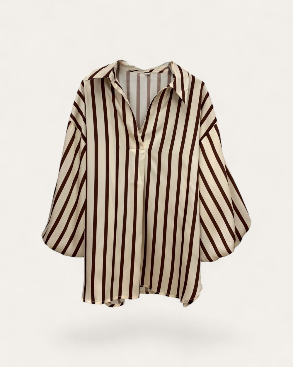 Striped Puff Sleeve Blouse - Zilvina