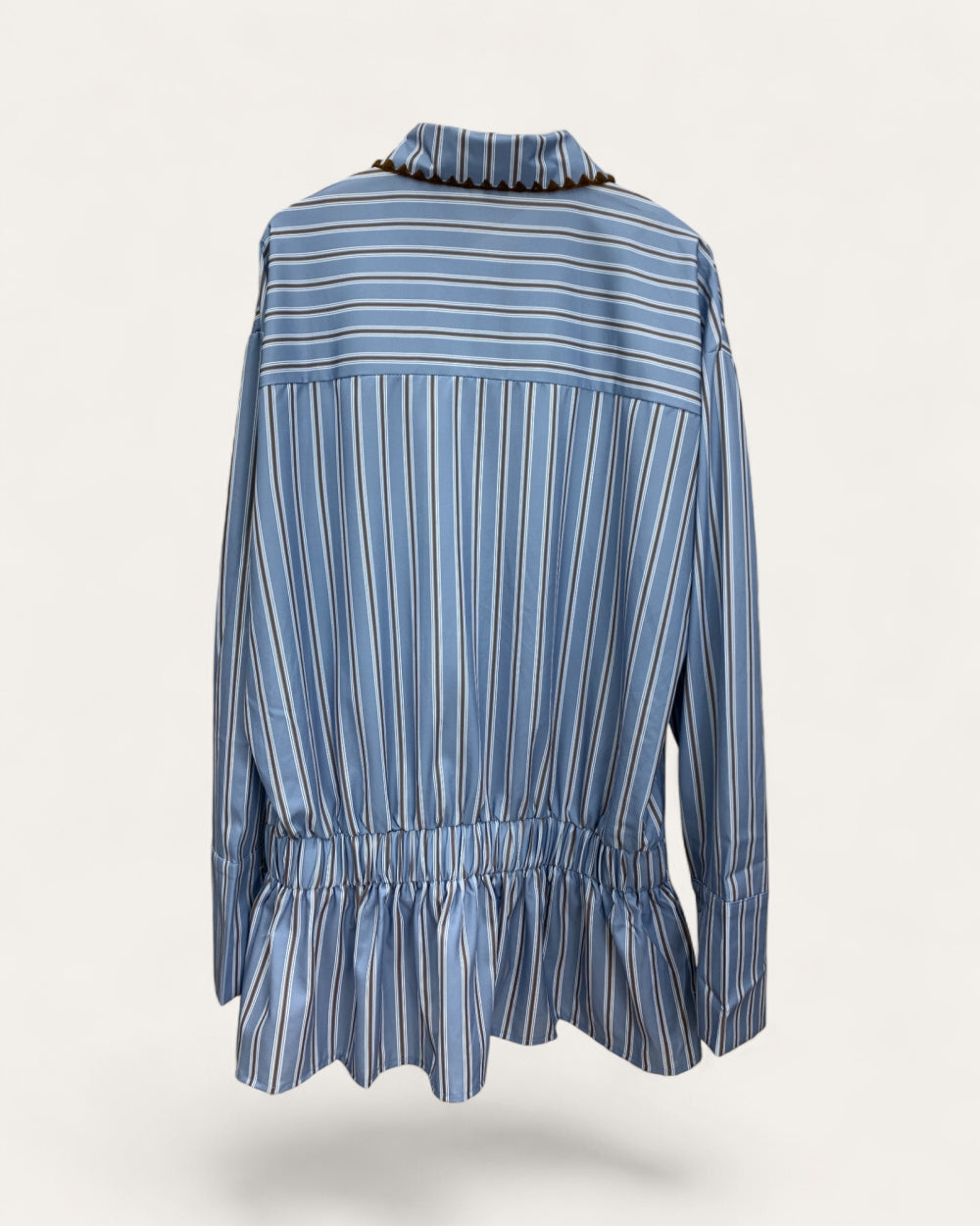 Striped Ruffle Hem Shirt Dress - Zilvina