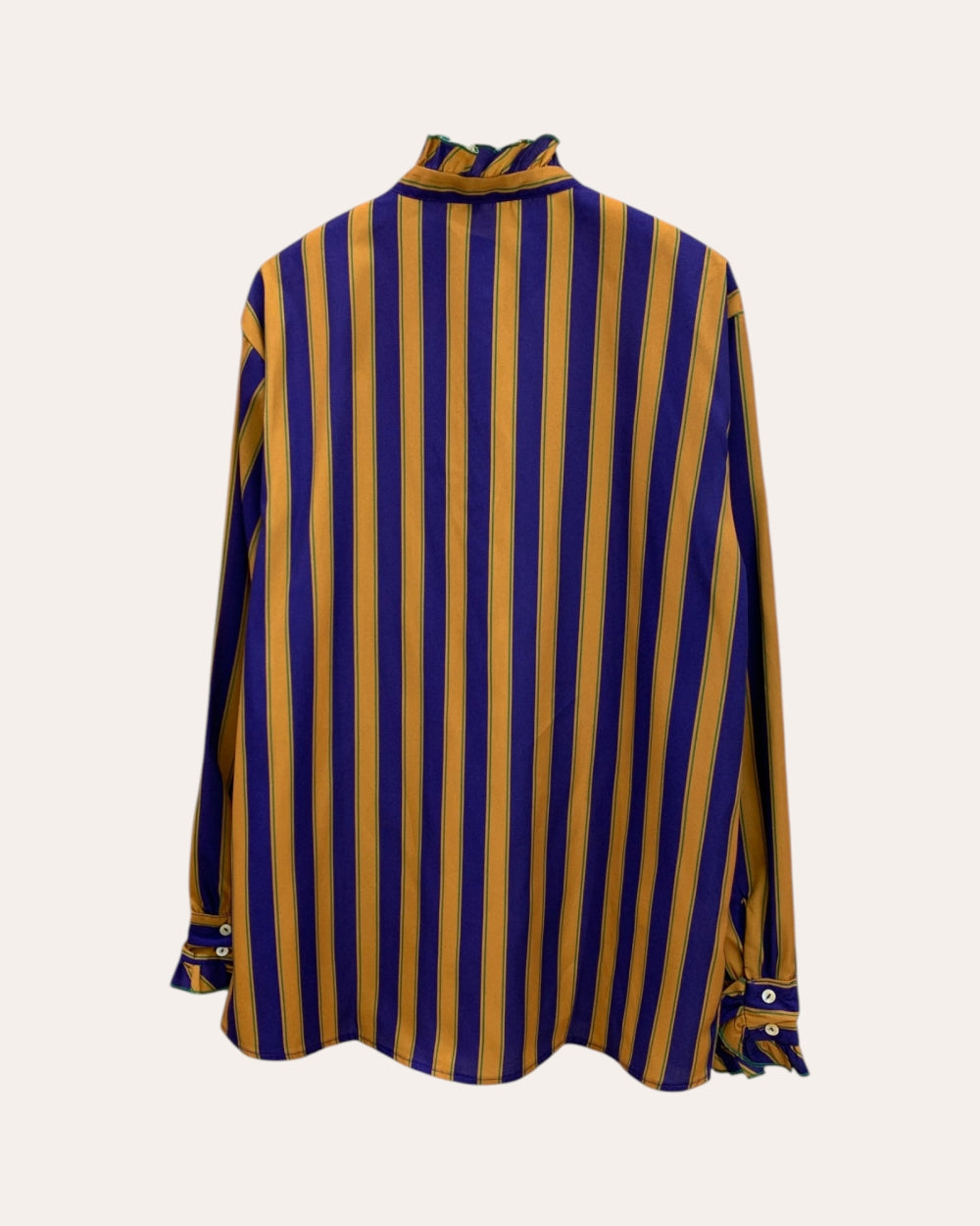Striped Ruffle-Trim Button-Up Blouse - Zilvina