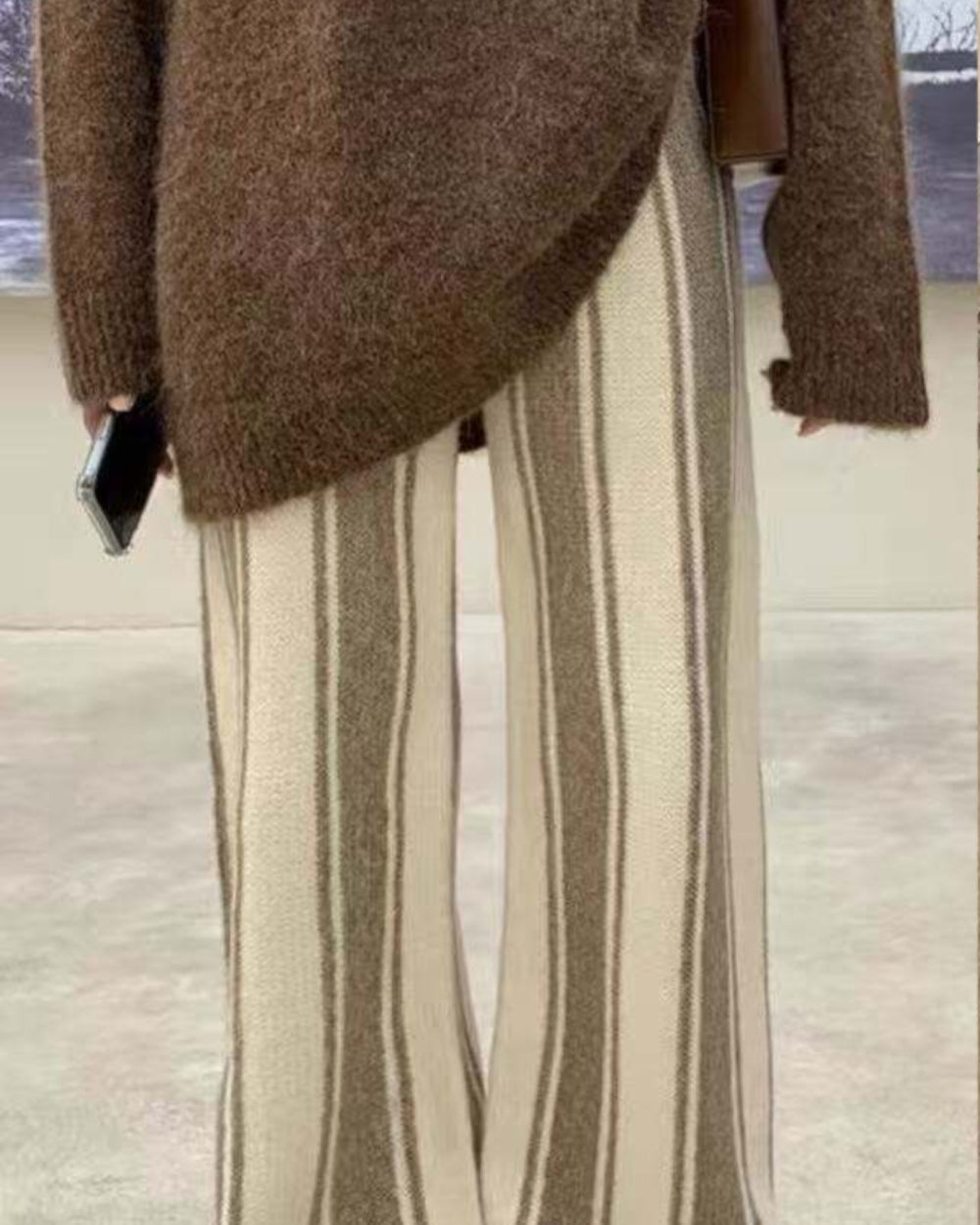 Striped Wide Leg Drawstring Pants - Zilvina