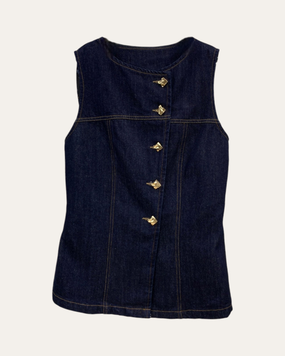 Structured Denim Sleeveless Top - Zilvina
