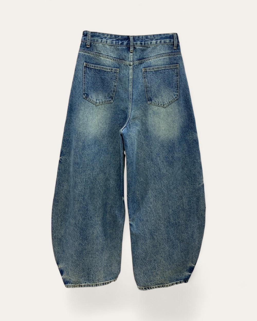 Studded Barrel Leg Washed Jeans - Zilvina