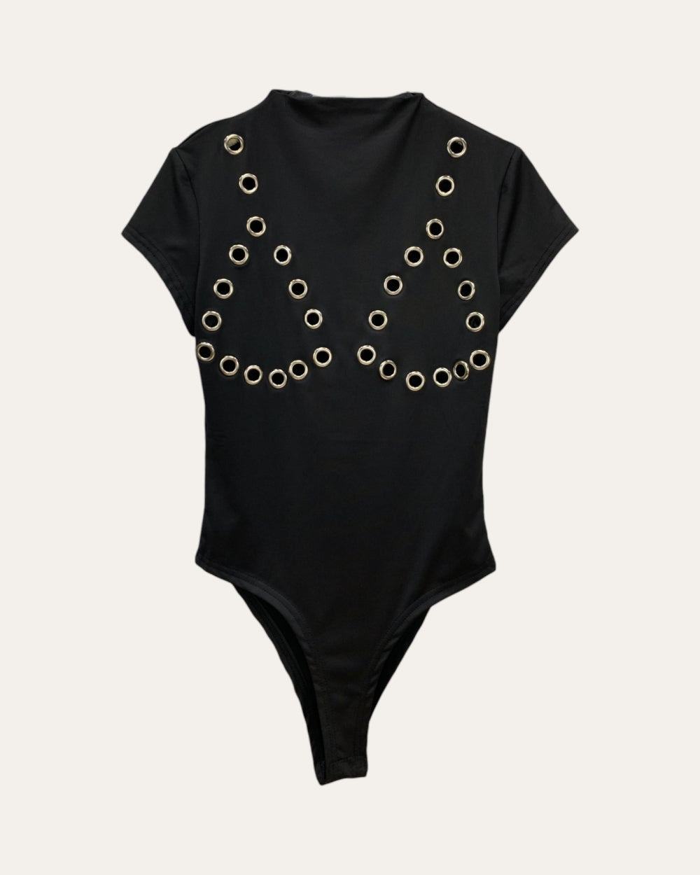 Studded High Neck Long Sleeve Top - Zilvina
