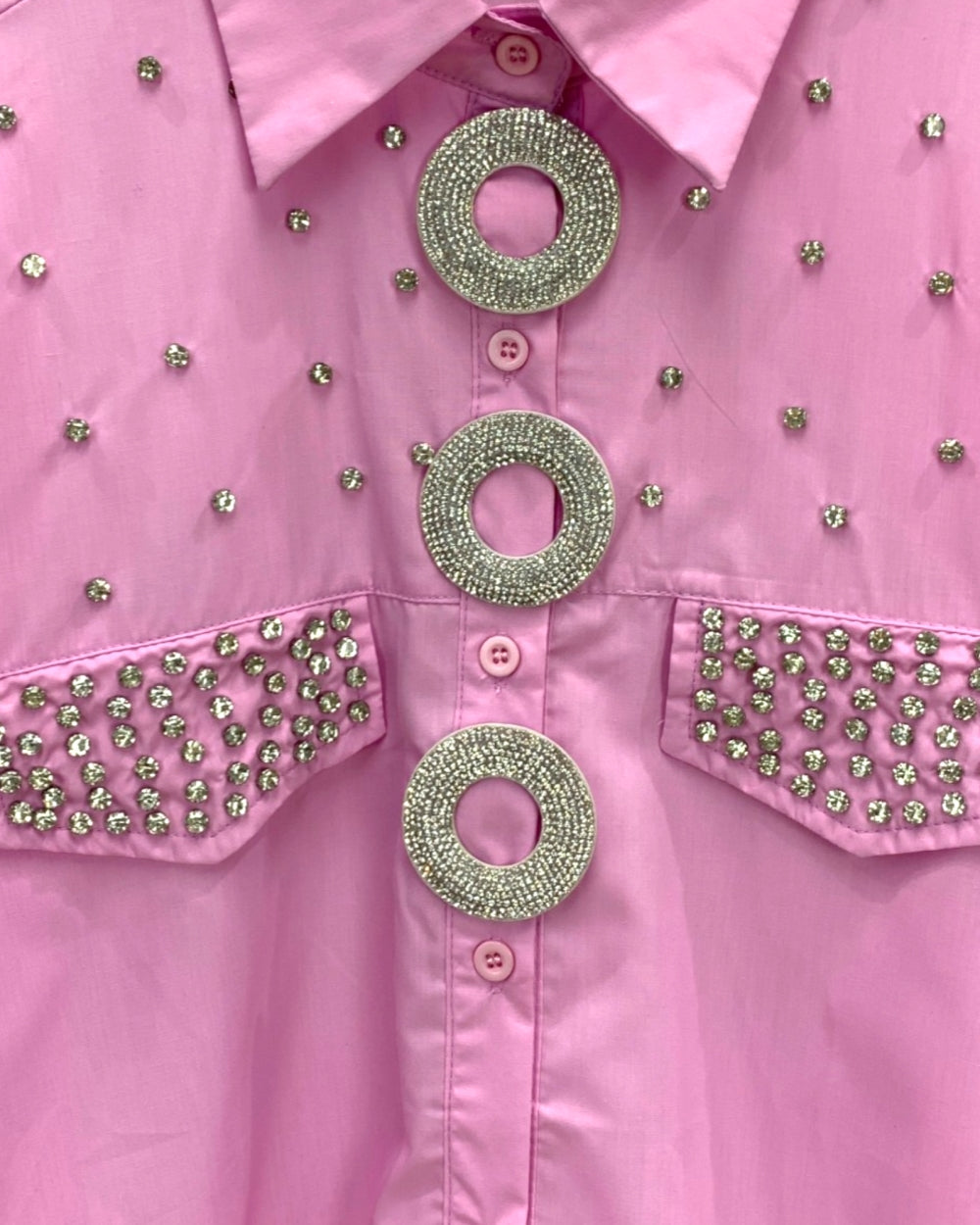 Studded Pocket Pink Shirt - Zilvina