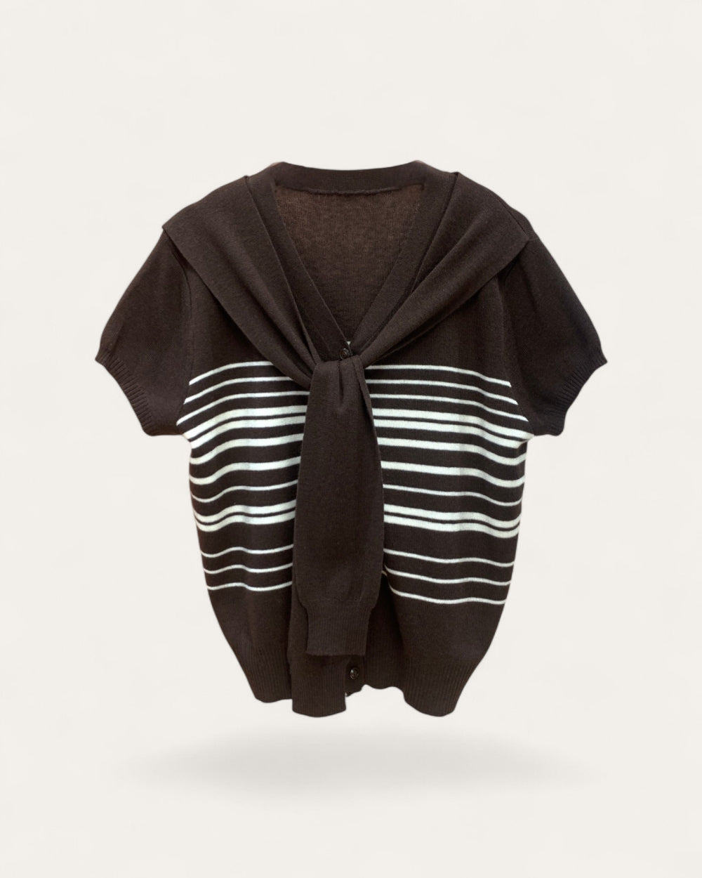 Tie-Front Stripe Knit Top - Zilvina