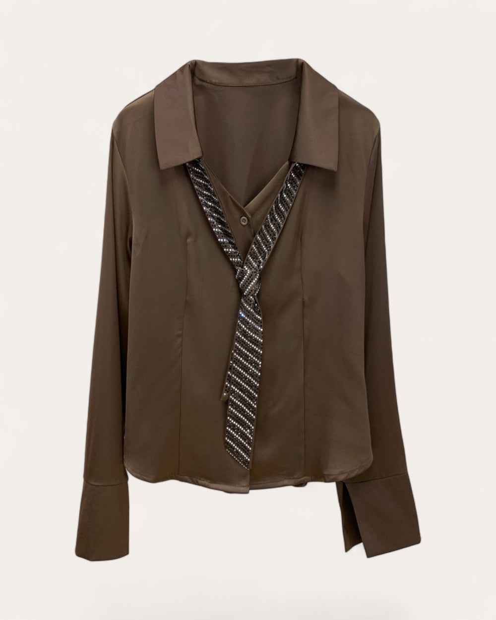 Tie Neck Long Sleeve Blouse - Zilvina