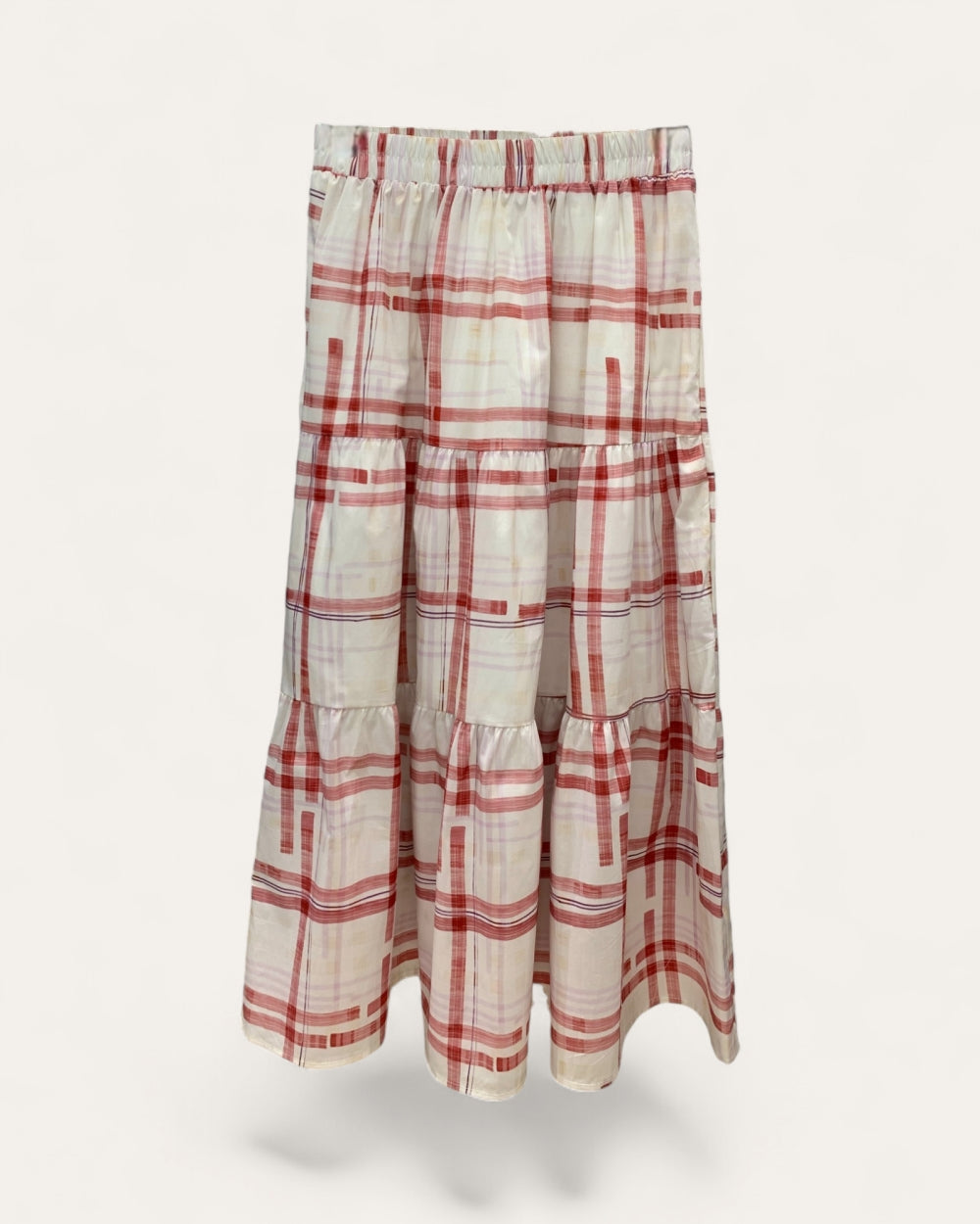 Tiered Plaid Maxi Skirt - Zilvina