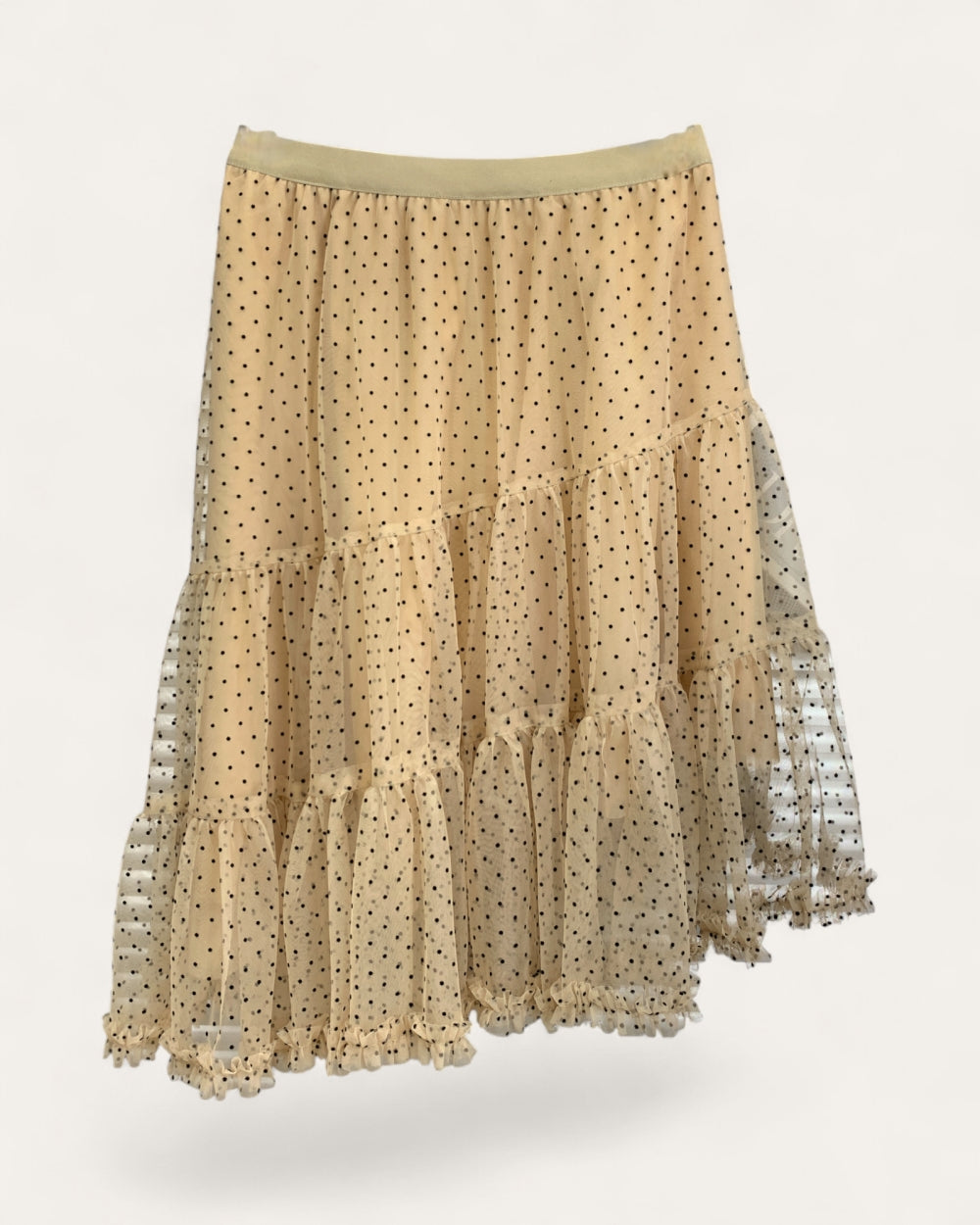 Tiered Polka Dot Mesh Maxi Skirt Mesh Chiffon Skirt - Zilvina