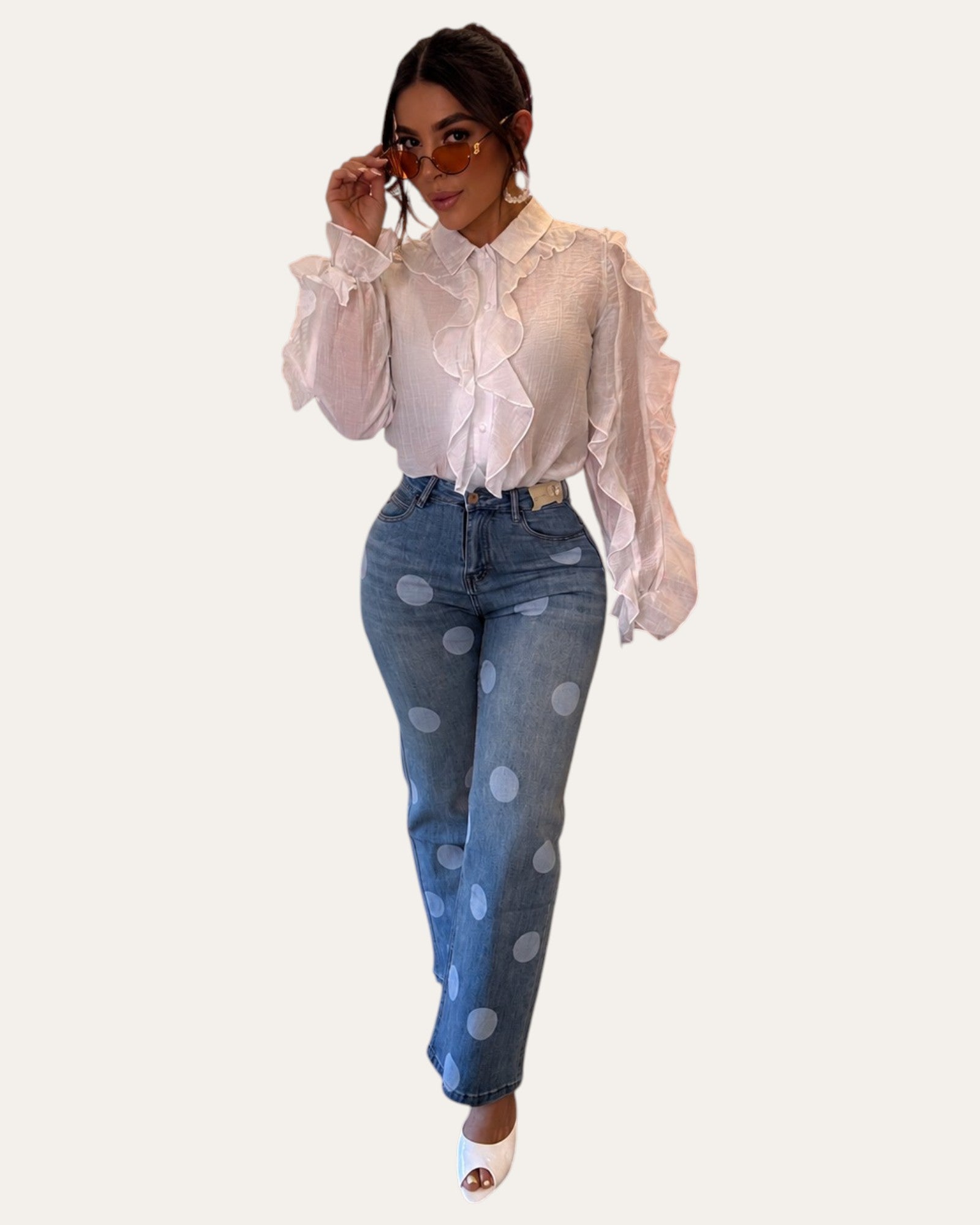 Big Polka Dots Denim Jeans