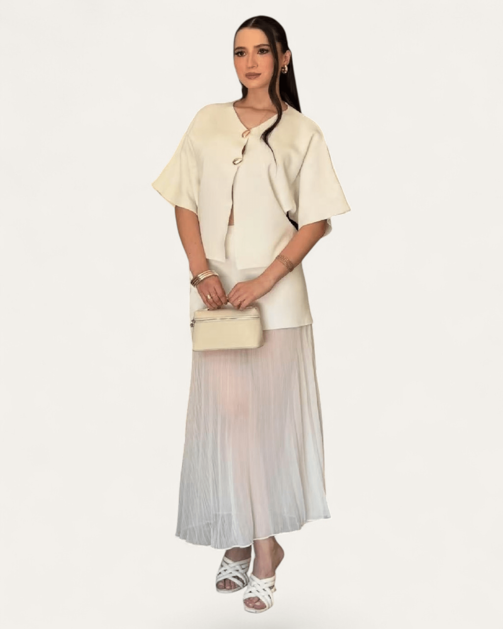 Two - Piece Knit Sets with Pleated Maxi Skirt - Zilvina