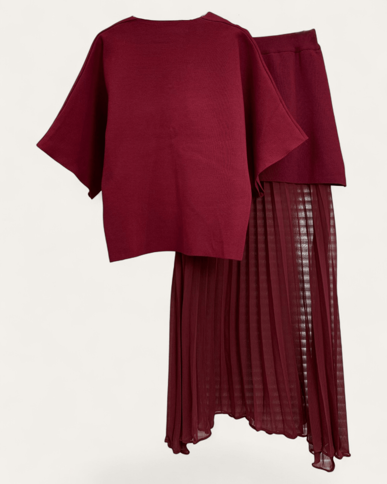 Two - Piece Knit Sets with Pleated Maxi Skirt - Zilvina