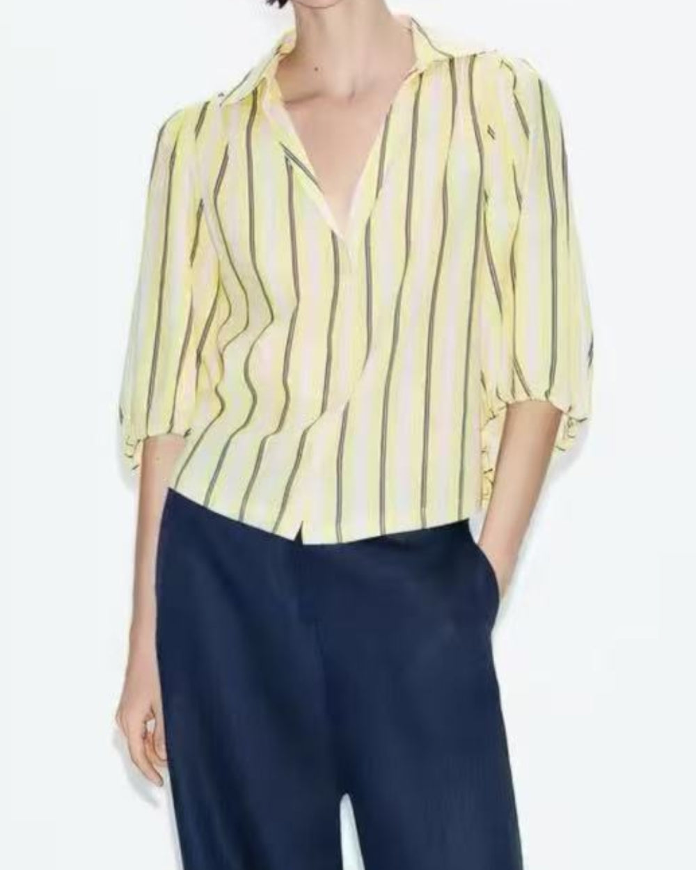 Vertical Stripe Relaxed Blouse - Zilvina