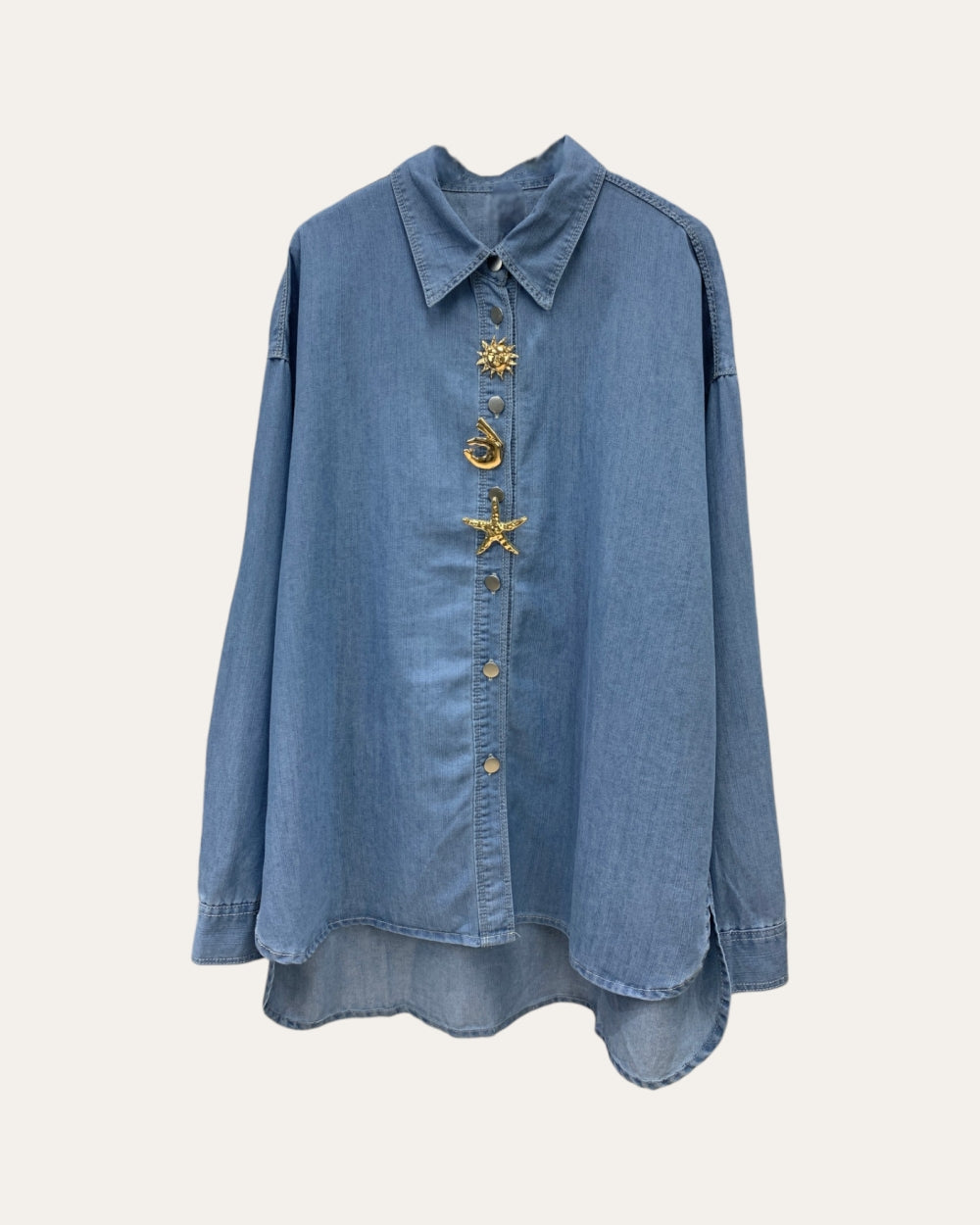 Vintage Charm Button - Up Denim Shirt - Zilvina