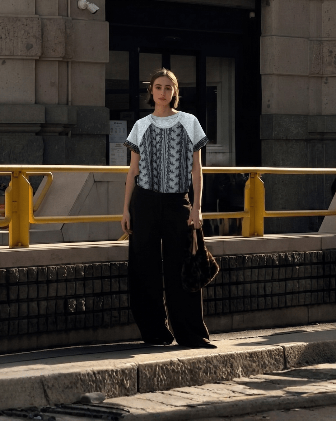 Vintage Lace Panel Raglan Tee - Zilvina