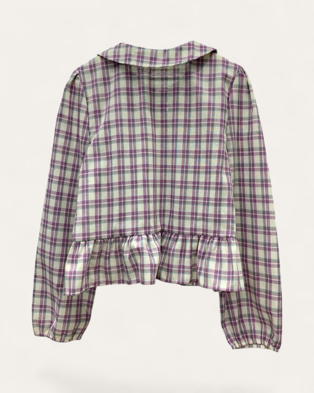 Vintage Plaid Peter Pan Collar Blouse - Zilvina