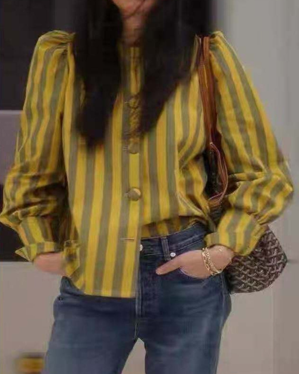 Vintage Stripe Puff Sleeve Top - Zilvina