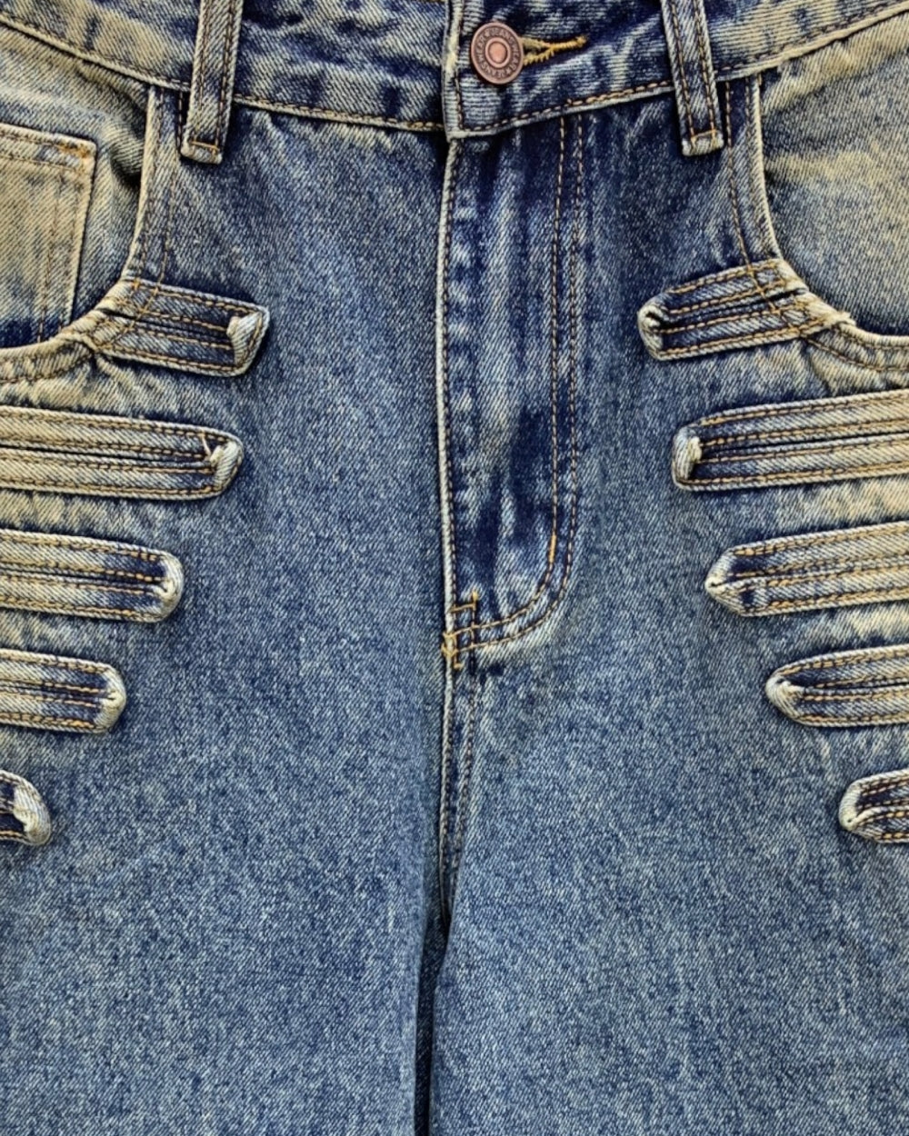 Washed Decorative Trim Barrel Leg Jeans - Zilvina