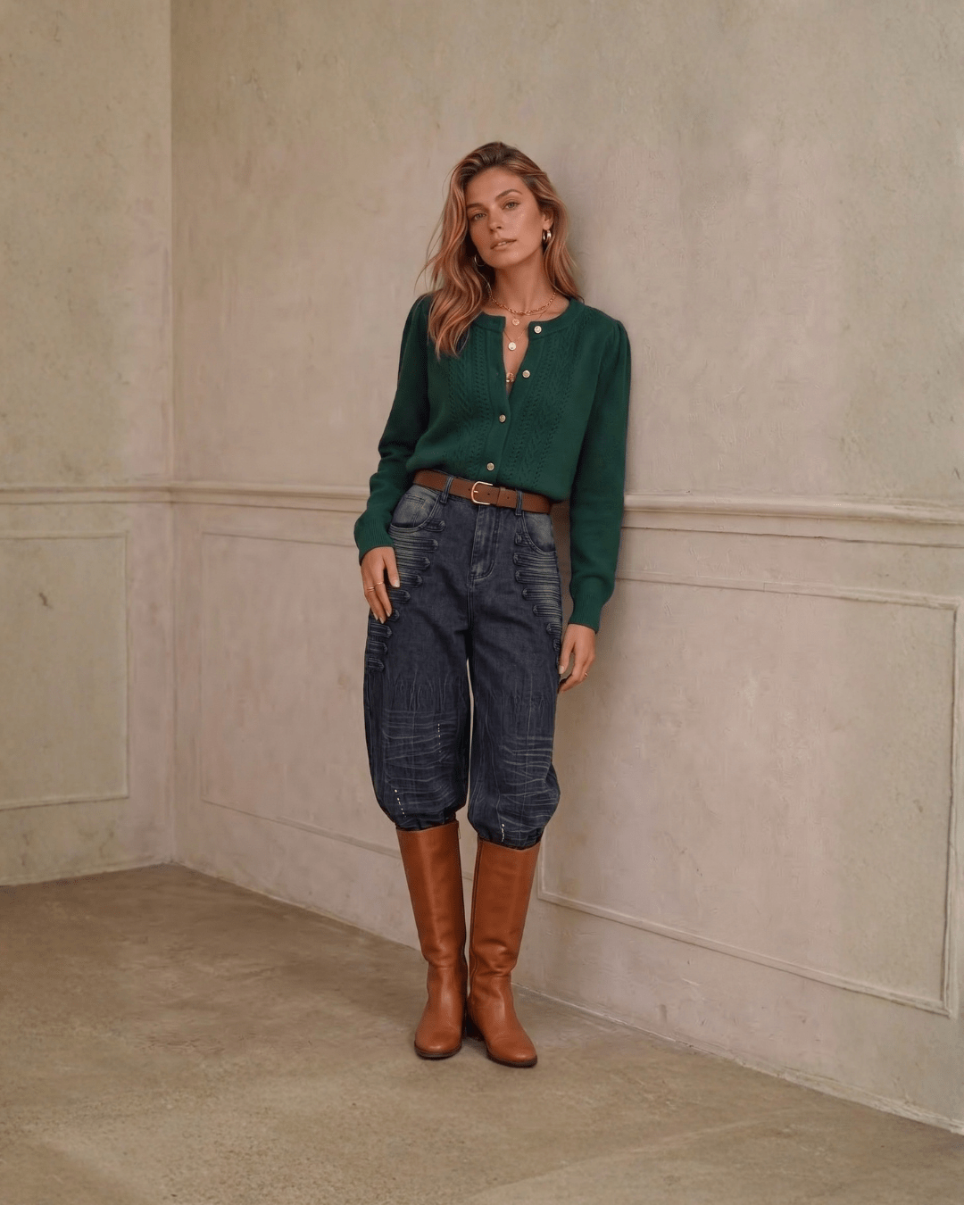 Washed Decorative Trim Barrel Leg Jeans - Zilvina