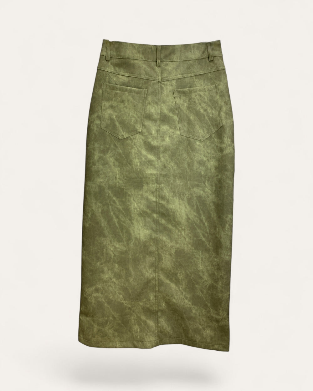Washed Faux Leather Straight Skirt - Zilvina