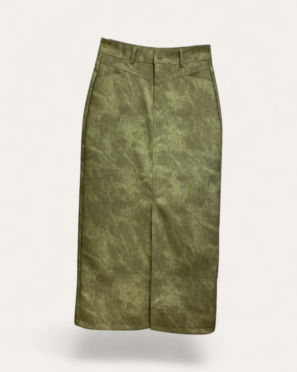 Washed Faux Leather Straight Skirt - Zilvina