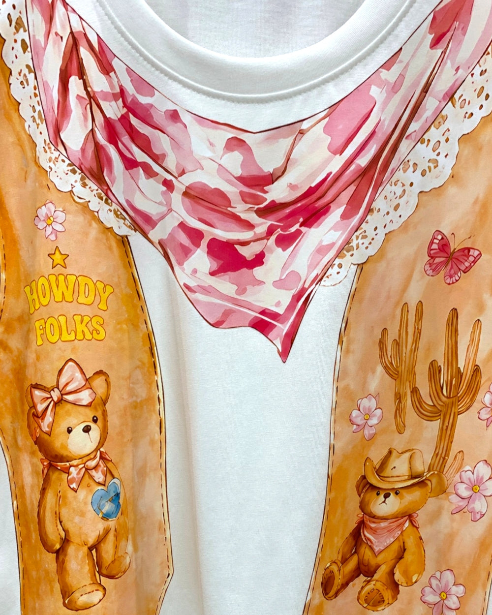 Western Teddy Scarf Graphic Tee - Zilvina