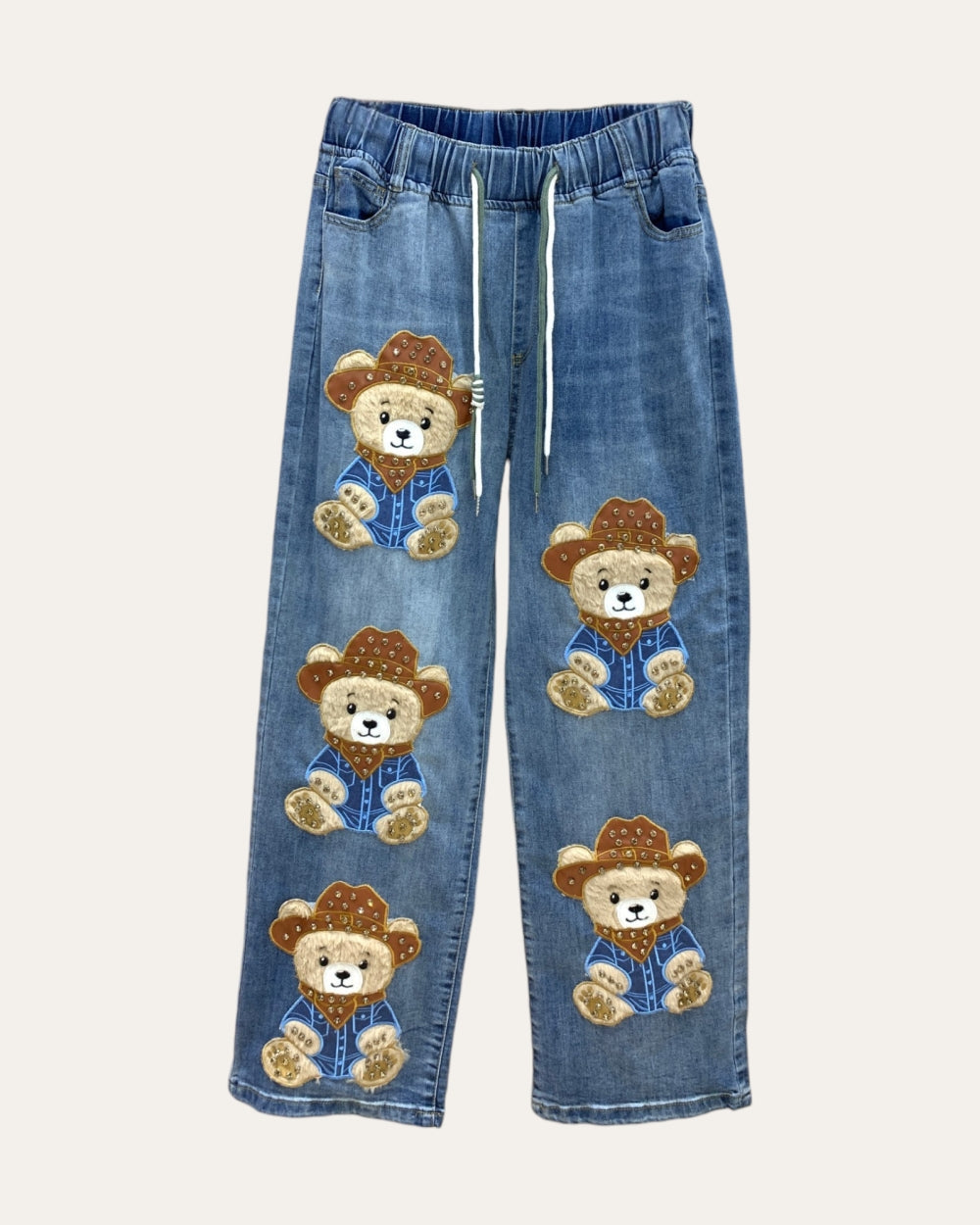 Western Teddy Wide-Leg Jeans - Zilvina