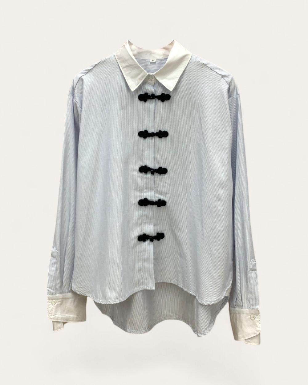 White Frog Closure Button-Up Shirt - Zilvina